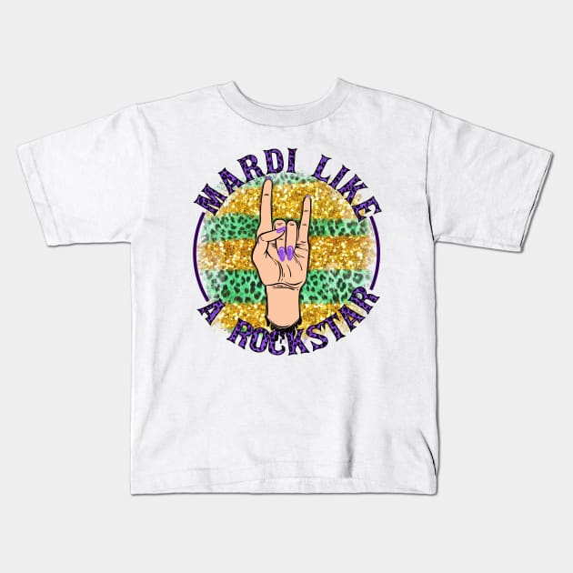 Mardi Gras Like A Rockstar Kids T-Shirt by FitchByEvelyn